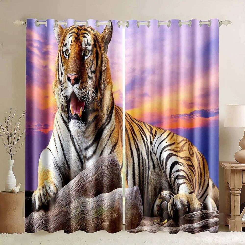 Леопардовые плотные шторы с дикими животными, занавеска для гостиной, спальни, высокая затененность, оконная драпировка, двустворчатая открытая штора