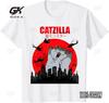 Забавный Милый Арт Японский Кот Графика для Любителя Кошек Catzilla Футболка Графика Повседневная Унисекс Футболки Женская Одежда Мода