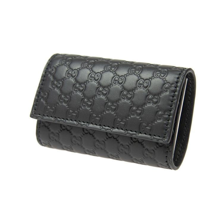 Gucci Monogram Logo Embossed Leather Key Pouch Wallet Men wallet Black 150402-BMJ1N-1000