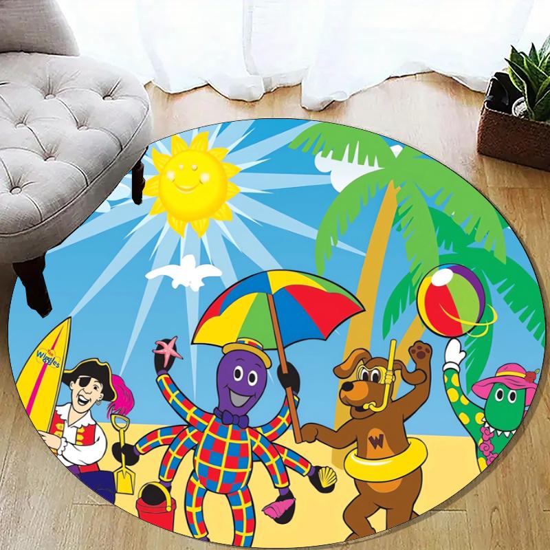 The Wiggles Printed Round Rug Carpet Chair Rug Area Rug Entryway Doormats,for Office Chair Living Room Bedroom Kitchen Room.
