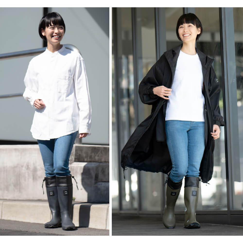 Ametohare AH-600 Roll-Up Rain Boots, Foldable with Storage Bag, Women's and Men's, Size S (Olive, Measurement 23 Points, 5 Centimeters)