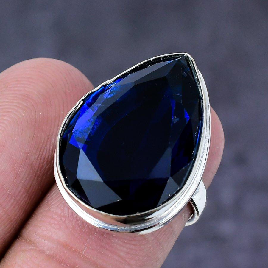 Кольцо из серебра 925 пробы с драгоценным камнем London Blue Topaz, размер 6 L8o64