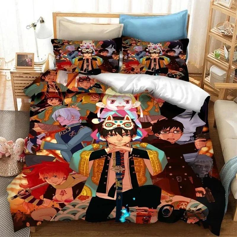 Fashion 3D Printing Anime Blue Exorcist Bedding Set Duvet Covers Pillowcases Comforter Bedding Sets Bedclothes Bed