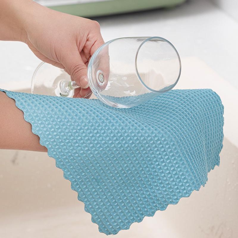Microfiber Fish Scale Waffle Cloth - Kitchen & Glass Cleaning Towel