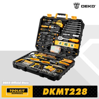 DEKO 228 шт. Набор торцевых ключей Инструмент для ремонта автомобилей Комбинированный набор Смешанный набор инструментов Набор ручных инструментов с пластиковым ящиком для хранения
