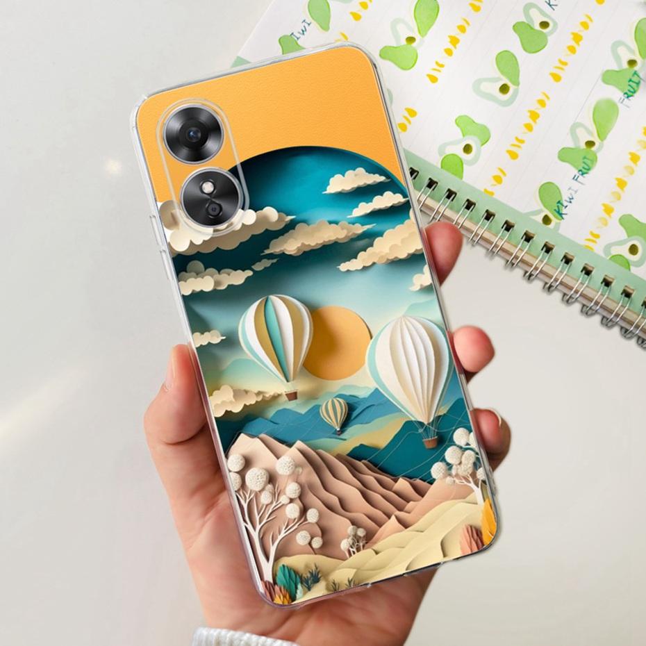 Красивый чехол с принтом для OPPO A17 (CPH2477) Мягкая силиконовая ТПУ задняя крышка для чехлов телефона Oppo A17 A 17 4G
