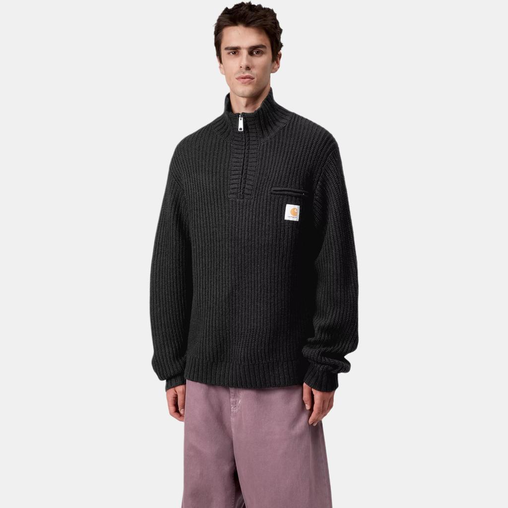 Carhartt WIP Свитер FW25 Detroit с полумолнией Классический пуловер Detroit Карман на молнии на груди Квадратная бирка Воротник-стойка Свитер с длинным рукавом I035398-89-XX