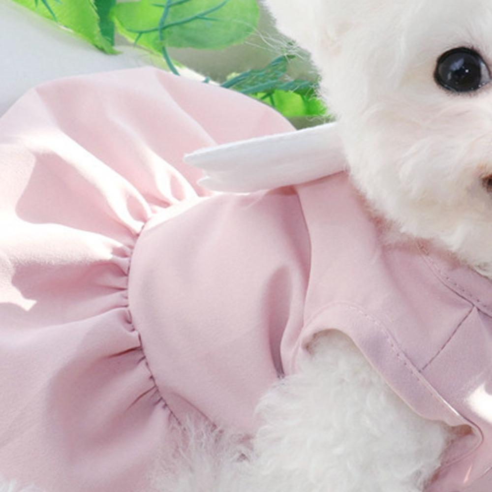 Soft Breathable Fabric Pet Harness Dress Pink Puppy Traction Wear Street Casual Walk