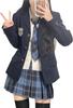 [HarnyLoom] High School Girl Uniform, School Blazer, Jacket, Uniform 5 Piece Set, Plain, Outerwear, Embroidery, High School Uniform, JK Uniform,