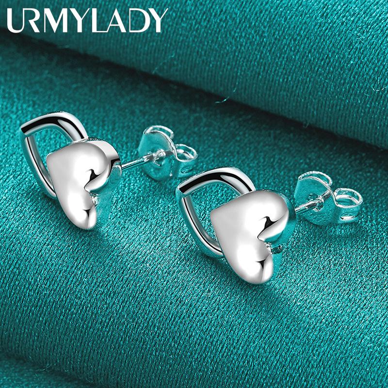 Серьги-пусеты в виде сердца из стерлингового серебра 925 пробы для женщин, модные свадебные украшения