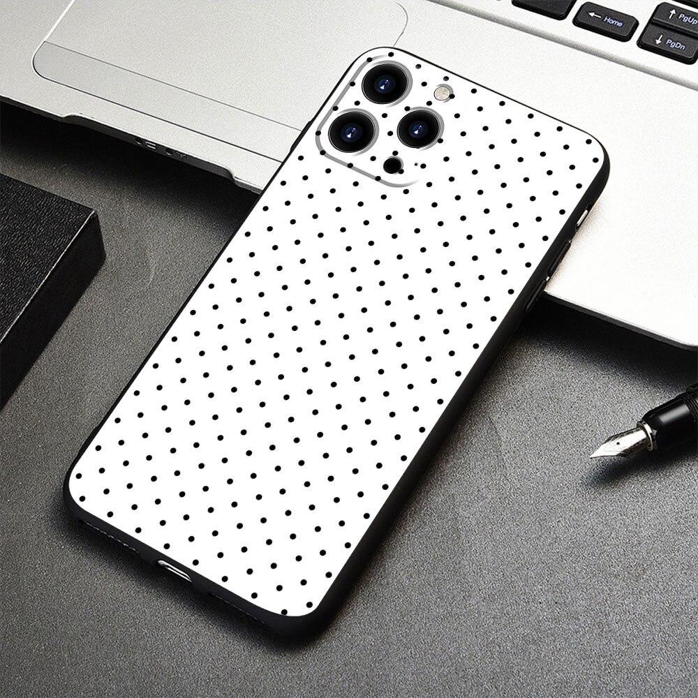 Для iPhone 7 12 14 8 Plus XR 13 Pro Max X 11 XS 5 6S 6 SE2022 5S SE2 Mini смартфон черный и белый горошек чехол для телефона