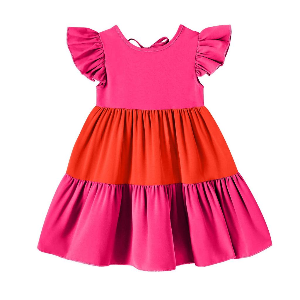 Юбка для девочек с короткими рукавами, однотонная юбка принцессы с развевающимися рукавами