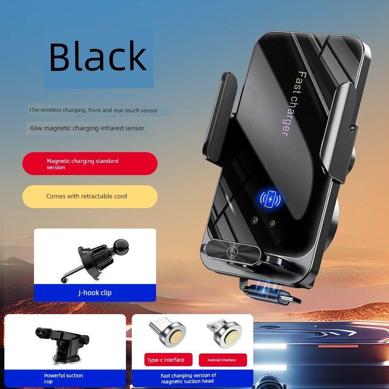 New Car Mount with Wireless Charging and Type-C Data Cable, Smart Sensor Phone Holder That Does Not Block the Camera