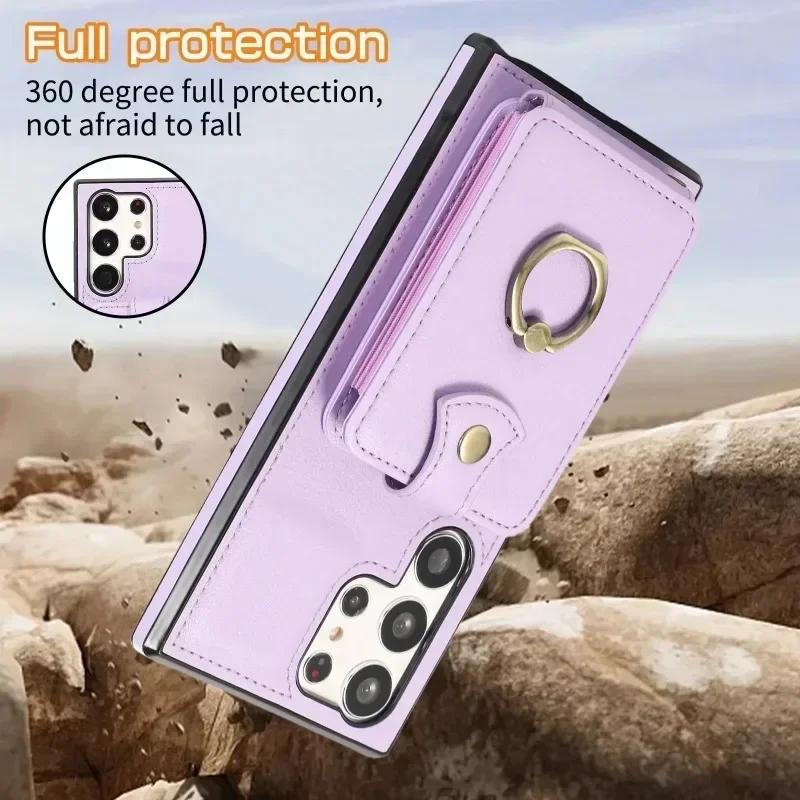 Crossbody Leather Phone Case for Samsung S23 FE S24 S22 Plus S25 Ultra A15 A33 A25 A16 A06 A36 A26 A56  Wallet Card Holder Cover
