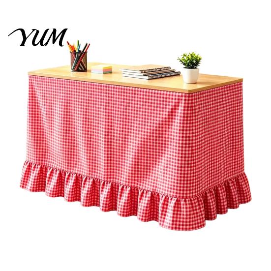 Ruffle Desk Cover Gingham Ruffled Table Skirt, Cottagecore Teacher Skirt for Classroom, Full Enclosed Wrap Plaid Tablecloth Birthday Wedding