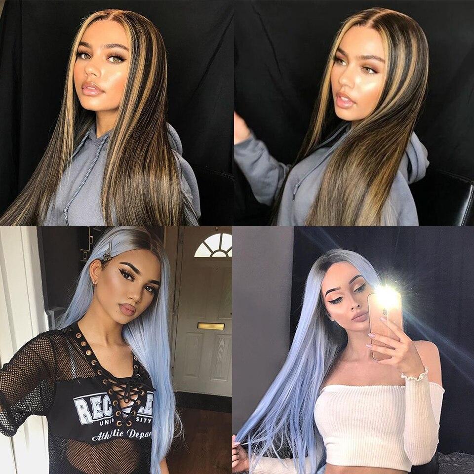 MISS WIG Длинный женский парик Темно-коричневый плюс золотой парик Парик из синтетического термостойкого волокна Прямой натуральный парик для Хэллоуина без челки