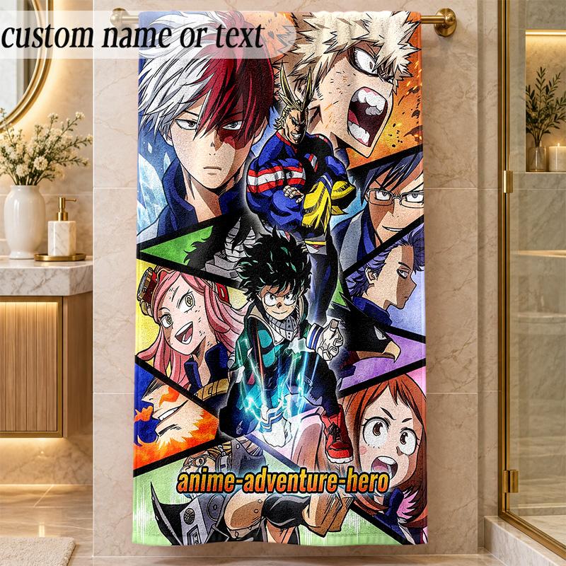 Beach TowelMy Hero Academia Custom Name Text Personalized Soft Towel for Beach Pool Indoor Home Decor Gift