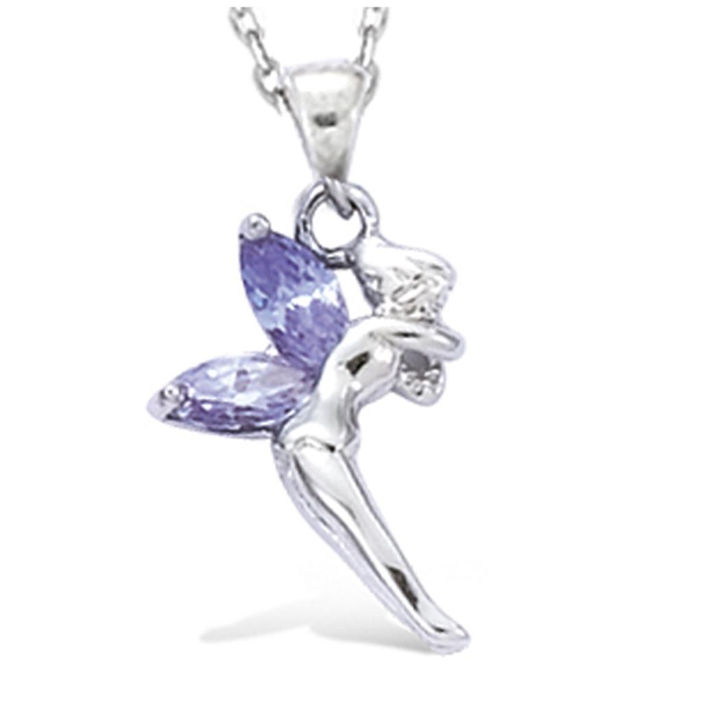 Les Trésors De Lily [R4156] - Silver Pendant 'Tinkerbell' Lavender Silver (rhodium) - 17x12mm