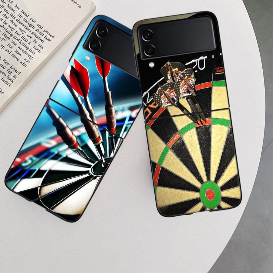 Darts Aesthetics Wire Target Phone Case For Samsung Z Flip 7 6 5G Galaxy Z Flip 5 4 3 Black Hard Cell Cover Luxury PC Shell Coq