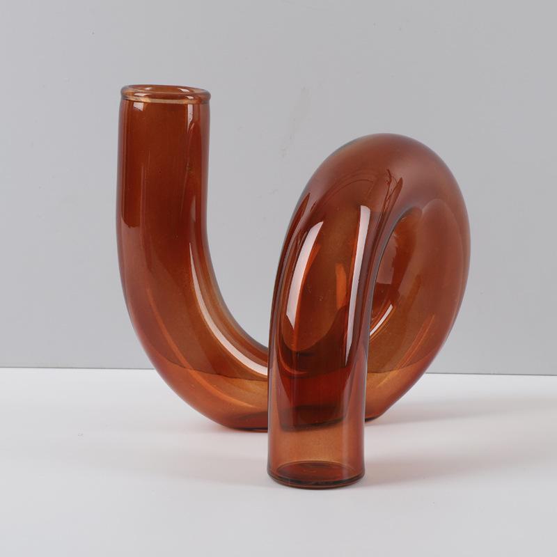 Decorative European Style Glass Vase for Water Flower Arrangements In Living Room or Office, Unique Shape and Personality.