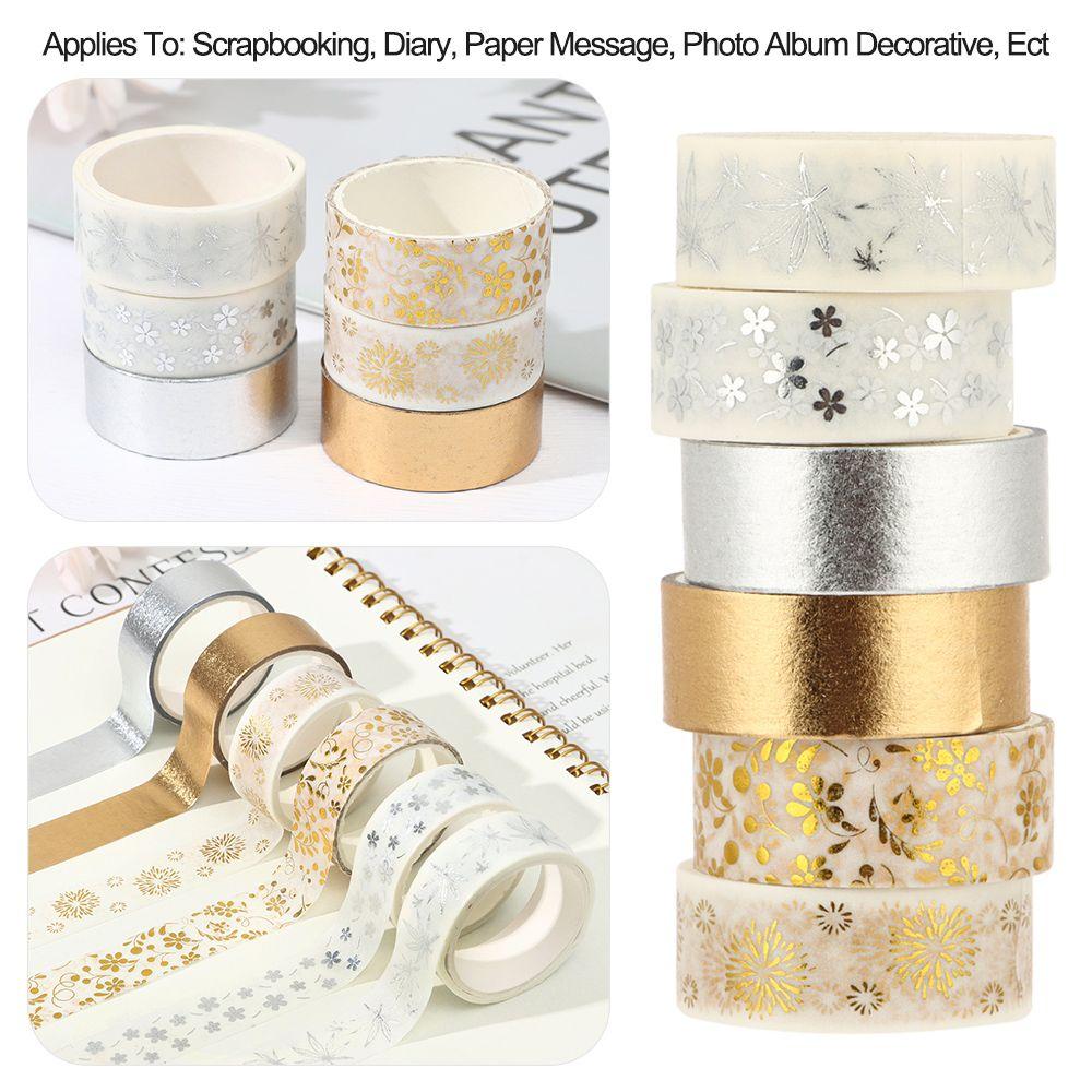 6 рулонов/набор клейкая лента для скрапбукинга золотая фольга цветок растение васи декоративная наклейка малярный скотч