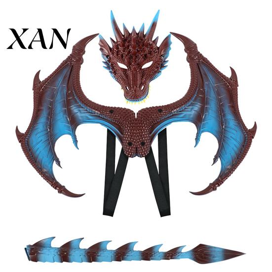 Red Blue Green Black Dragon Wings Children's Costumes Set, with Mask Tail And Wing, Lightweight 3D for Kids Dress Up Cosplay Costumes, Ages
