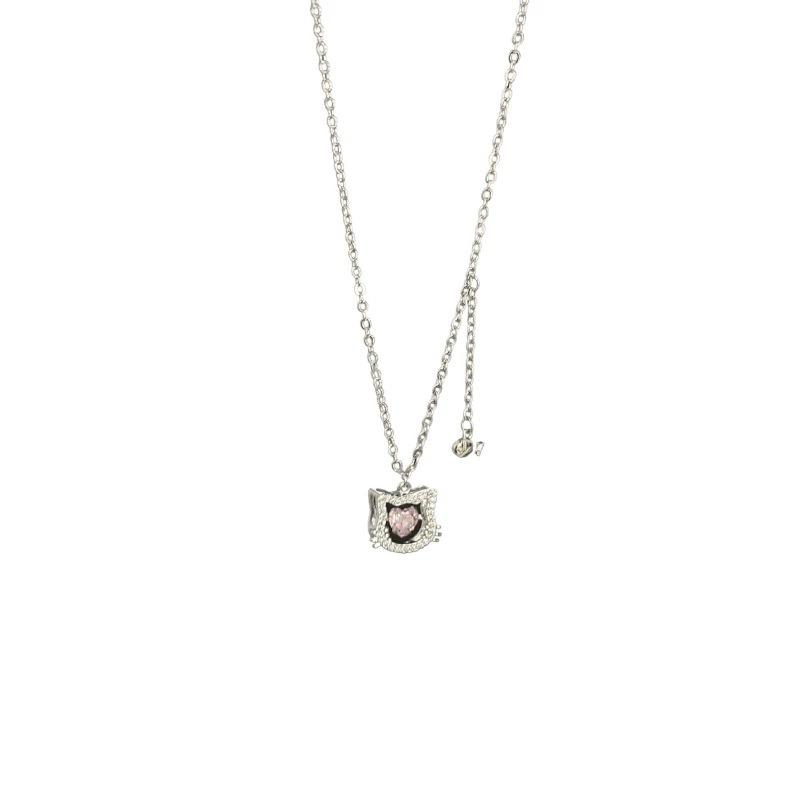 Ожерелье в виде розового котенка для девочек, легкая, роскошная, нишевая, высококачественная, дизайнерская цепочка на ключицу для подруг