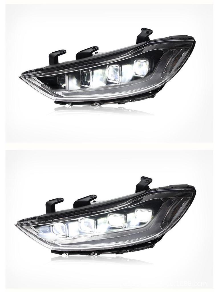 LED Daytime Running Light Headlight Assembly with Devil Eye & Sequential Turn Signal for 2016-2020 Hyundai Elantra