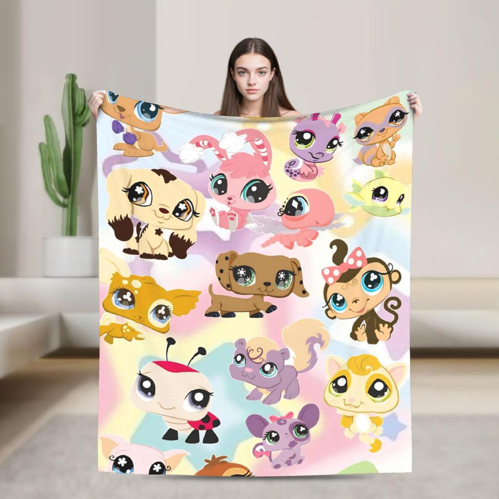 Теплое Мягкое Одеяло для Кемпинга Littlest Pet Shop Плед Фланелевое Покрывало для Улицы Новинка Чехол для Дивана-кровати