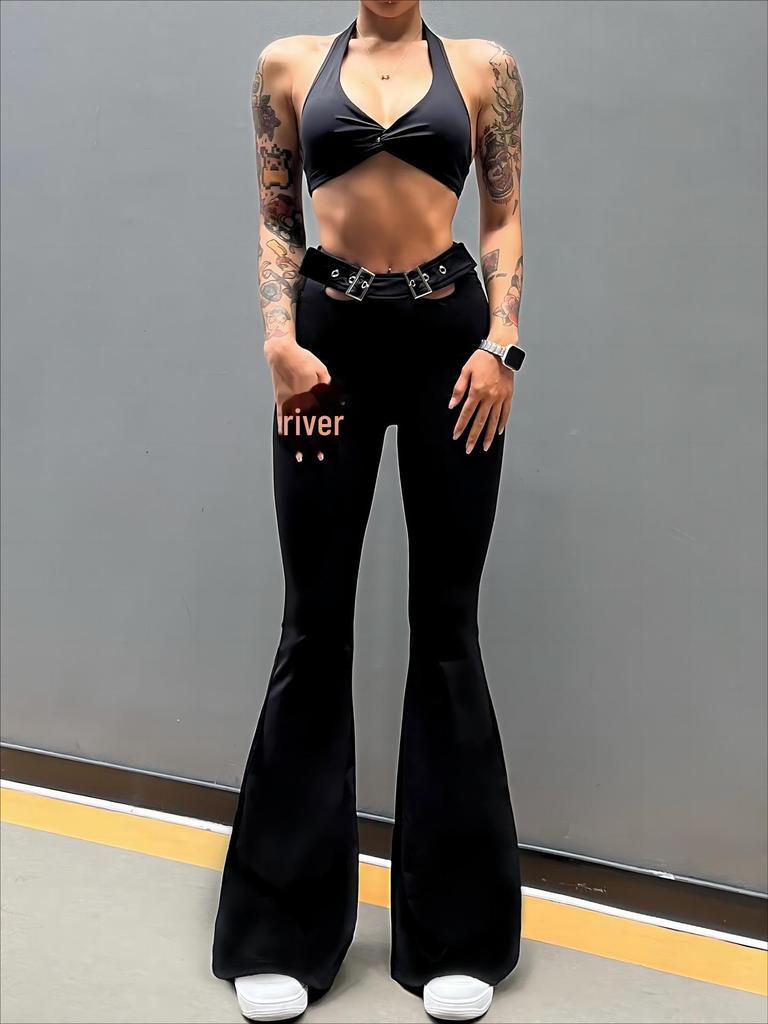 Women's High Waist Wide Leg Yoga Pants - Hip Lifting Bell-Bottom Fitness Tights