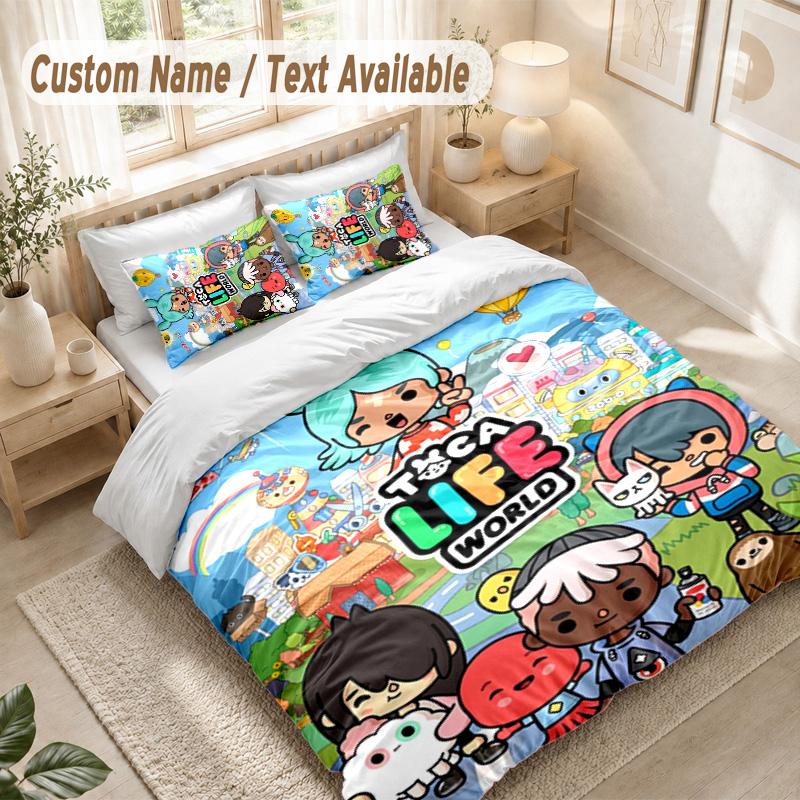 Toca Boca Bedding Set, 1 Duvet Cover & 2 Pillowcases Soft Comfortable Bedroom Home Textile Decor