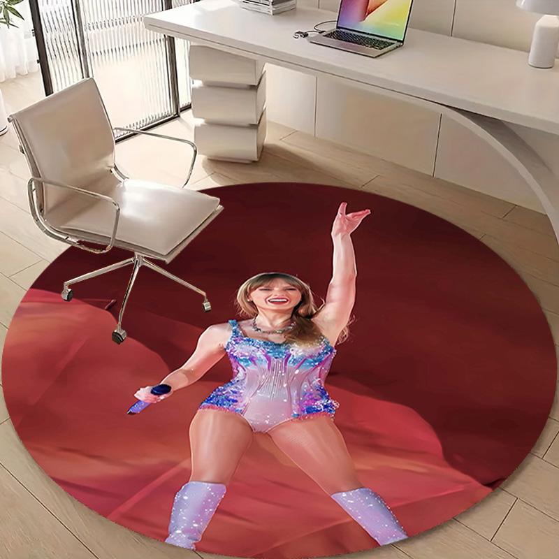 1pc Taylor Swift1 Design Printed Area Round Carpet for Bedroom Living Room Home Decor Rugs Mat Non Slip Mat Rug for Bedside
