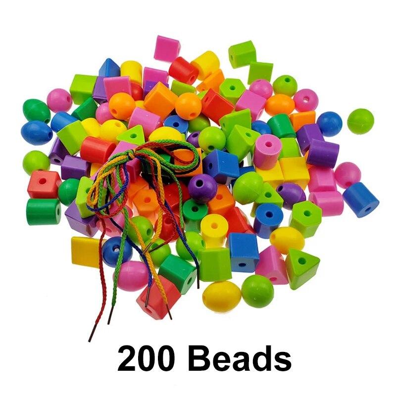 Rainbow Lacing Beads for Toddlers Color and Shape Sorter Fine Motor Skills Early Learning Montessori Toys for Preschool Kids