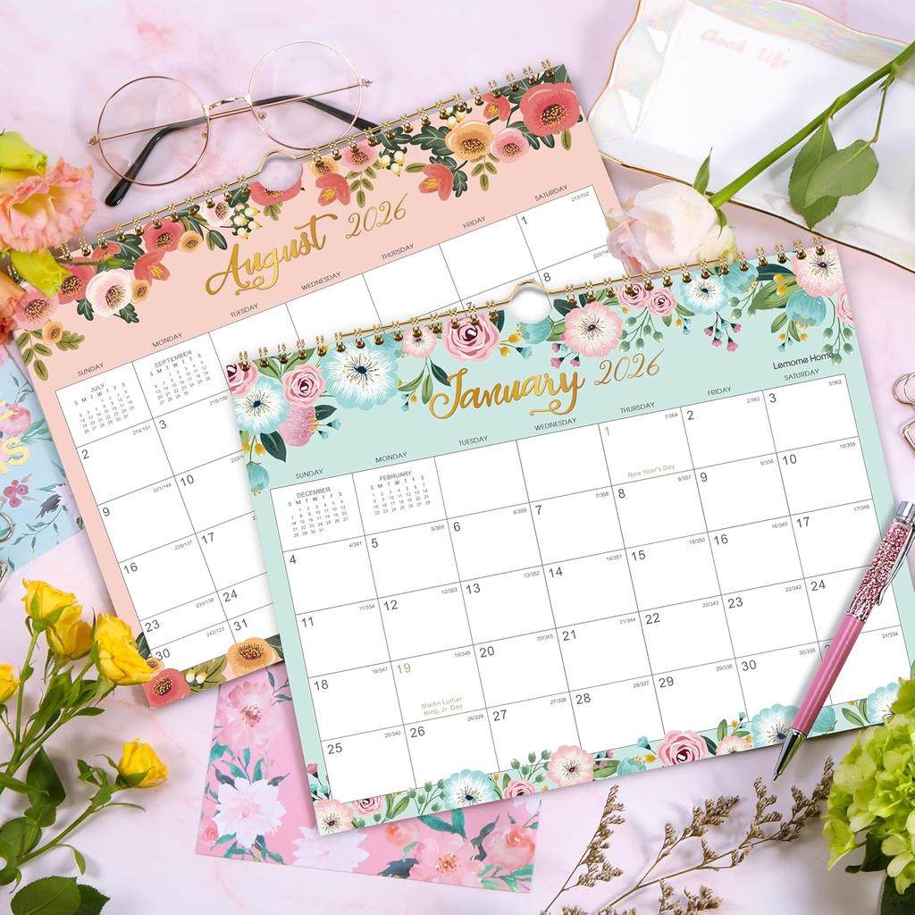 2026 Calendar - 2026 Wall Calendar, 11" x 8.5", JAN.2026 -DEC.2026, 12 Monthly Wall Planner Large, Hanging Hook, Wall Calendar With Twin-Wire Binding