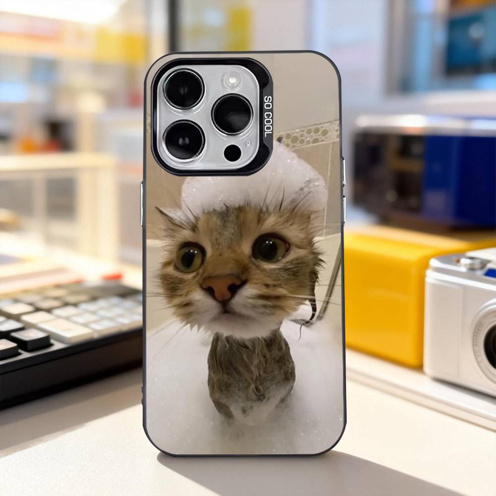Забавный чехол для телефона с кошачьими мемами для iPhone 11, 12, 13, 14, 15, 16, 17, Pro, Max, Plus, E, Air, Mini, матовый черный IMD.