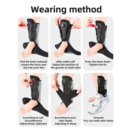 Регулируемый ортез на голеностоп с двумя алюминиевыми шинами Стабилизатор голеностопного сустава с ручкой-регулятором компрессии X-типа