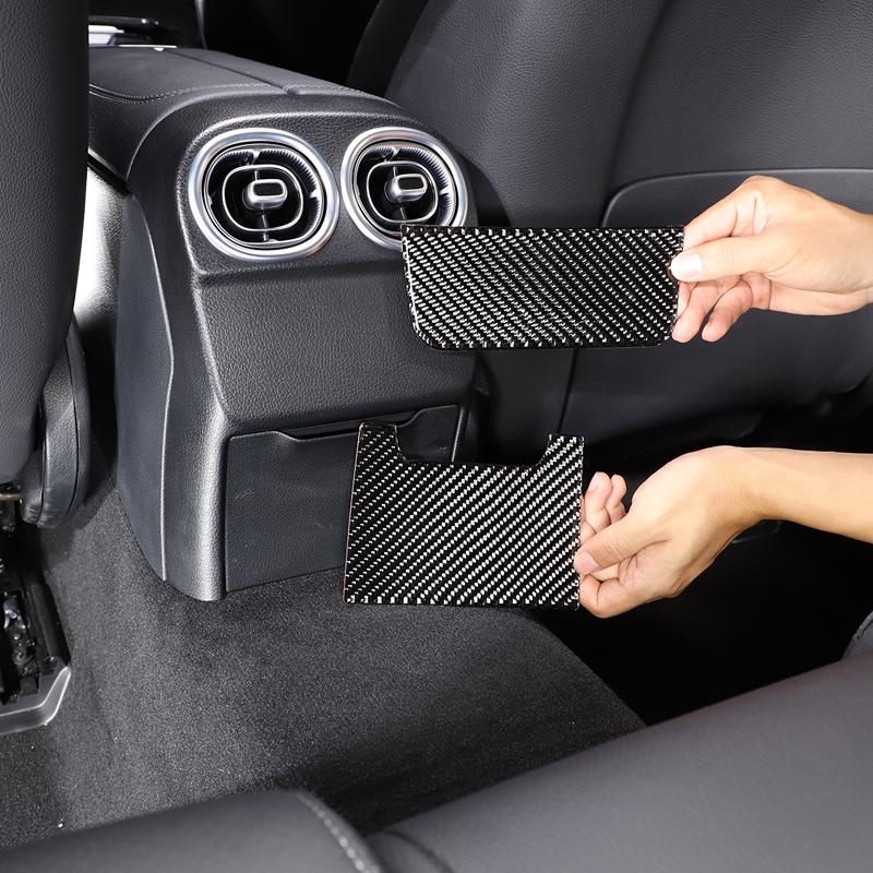 Soft Carbon Fiber Car Rear Air Outlet Storage Box Panel Trim Sticker For Mercedes Benz C-Class W206 2022-2024 Car Accessories