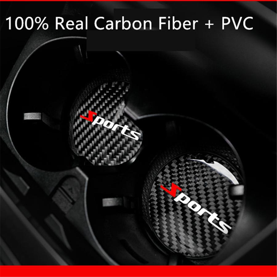 2Pcs Carbon Fiber PVC Car Cup Holder Pad Water Cup Slot Non-slip Mat Sport Style