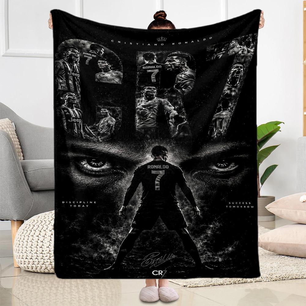 Ronaldo's Portugal's Cr7 Crest Blanket Soft Warm Cozy Great for Sofa Livingroom Seaside All-Season Use Modern Gifts For Family Or Friends
