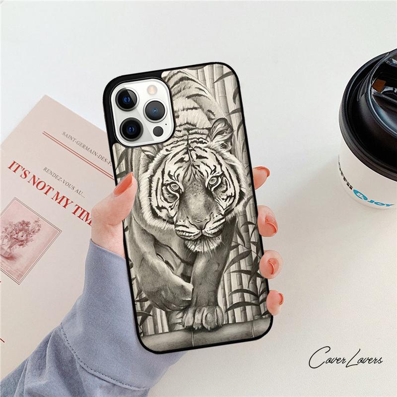 Tiger Sketch Art Phone Case For Apple iPhone 17 Air 11 Pro Max Plus Coque For iPhone 17 Air 14 15 16 13 12 Max Cover