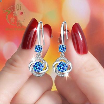 Новые женские серьги-крючки с имитацией четырехлистного клевера из серебра - Simple Net Celebrity Style