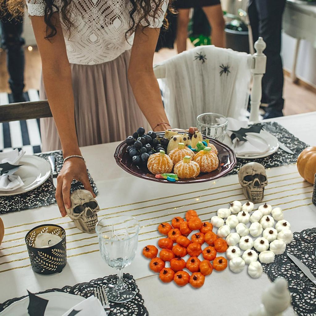 Simulated Pumpkin Model Ornament Set 48pcs(24 White+24 Yellow)