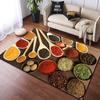 Beautiful Spices and Tableware Pattern Door Mat Kitchen Non-slip Floor Mats Bathroom Area Rug Bedroom Carpet