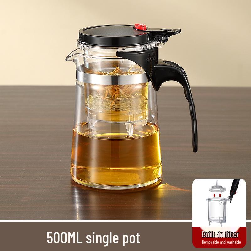 Элегантный стеклянный чайник с съемным, моющимся, термостойким фильтром и подарочной чашкой - Возможность нанесения индивидуального логотипа