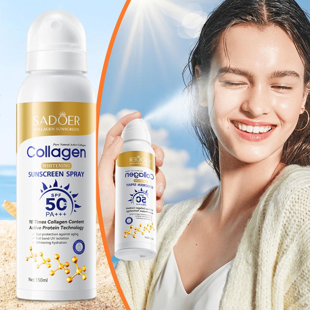 Коллагеновый спрей от морщин, отбеливающий, солнцезащитный SPF50 PA+++ с защитой от УФ-лучей для лица и тела