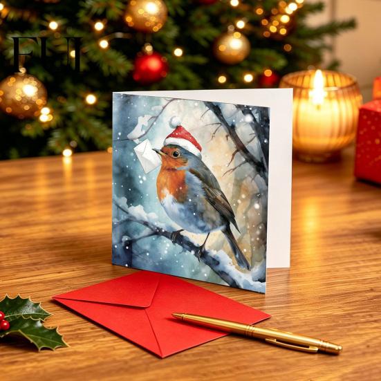 Watercolor Festive Note Cards 24Pcs Christmas Card Set with Envelopes, Hand Painted Animal Holiday Greeting Cards, Party Favor Highland Cow