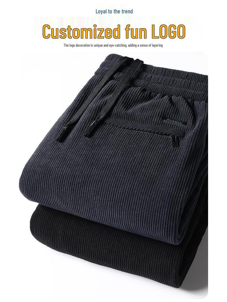 Мужские большие вельветовые теплые зимние повседневные брюки прямого кроя с вельветовой подкладкой