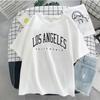 Los Angeles Fashion Unisex T-shirts USA Letter Print Short Sleeve Graphic Cotton T Shirt Summer Y2k Tops Women Oversized T Shirt