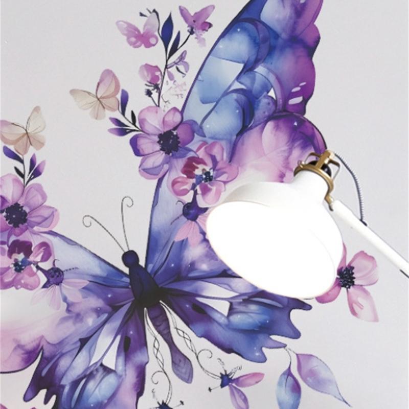 Фиолетовая бабочка цветок настенная наклейка холодильник наклейка на дверь шкаф спальня украшение дома наклейка украшение