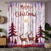 2pcs Luxurious Christmas Lights Print Curtains Set Semi-Sheer Polyester With Rod Pocket For Easy Hanging For Bedroom Living Room